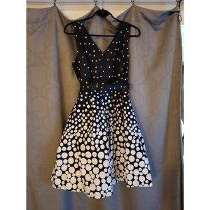 Ricki's Fit Flare Black and White Polka Dot Dress